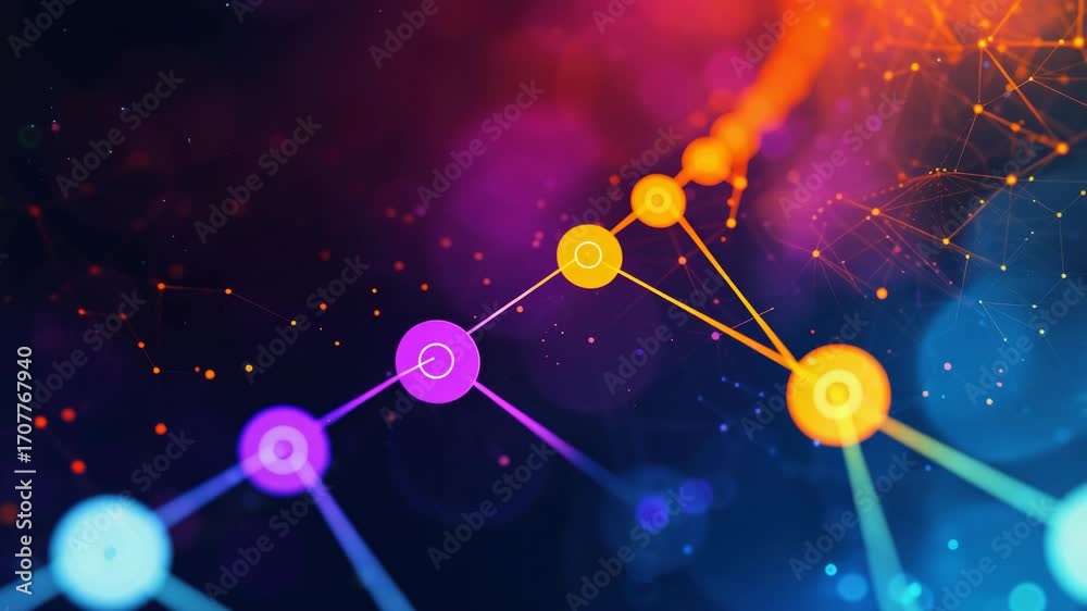 Wall mural digital abstract with colorful particles on a space-like backdrop.