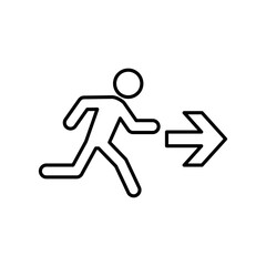 Emergency Exit Sign Icon – Flat Design Contrast Colors Safety Symbol