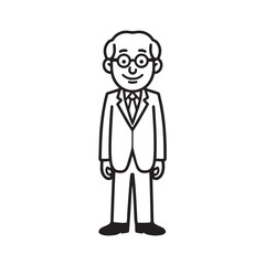 Old people black and white illustration vector image simple minimalist artwork design template
