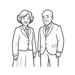 Old people black and white illustration vector image simple minimalist artwork design template
