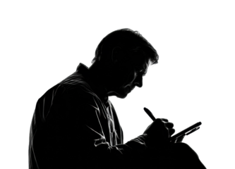 Sketching ideas artist silhouette creative space side view PNG, cut out, isolated on transparent background