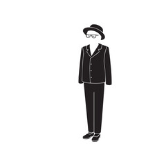 Old people black and white illustration vector image simple minimalist artwork design template
