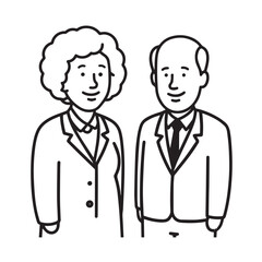 Old people black and white illustration vector image simple minimalist artwork design template
