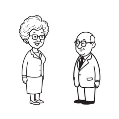 Old people black and white illustration vector image simple minimalist artwork design template
