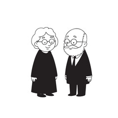 Old people black and white illustration vector image simple minimalist artwork design template
