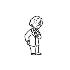 Obraz premium Old people black and white illustration vector image simple minimalist artwork design template 