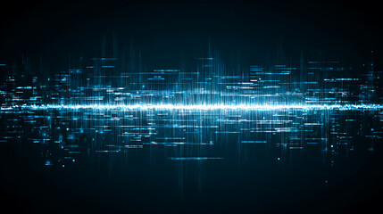 Abstract digital data stream with glowing blue lines and particles against a dark background