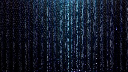 AI generative Dynamic digital rain with glowing lights, abstract modern technology background - Powered by Adobe