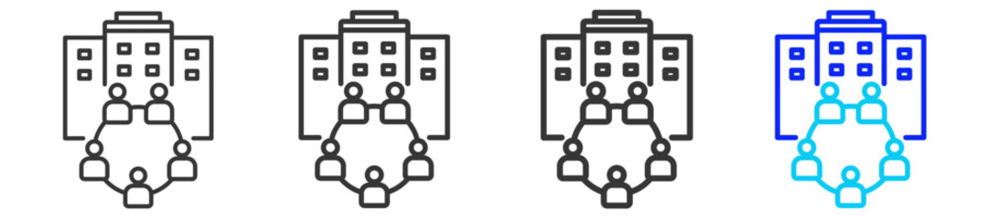 Corporate Union icon set collection in creative outline style for business with multiple thickness variations suitable for acquisition illustration vector and design needs