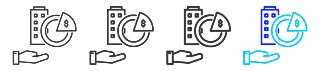 Equity Acquisition  icon set collection in creative outline style for business with multiple thickness variations suitable for acquisition illustration vector and design needs