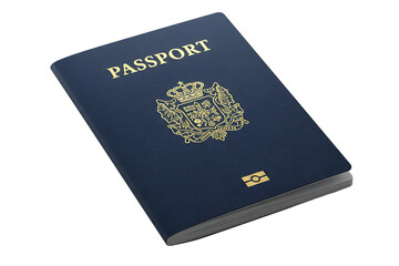 Dark Blue Passport with Gold Emblem and Biometric Symbol – International Travel Document