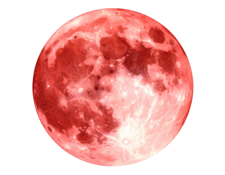 Watercolor Red Moon Illustration with Soft Brush Texture, Artistic PN