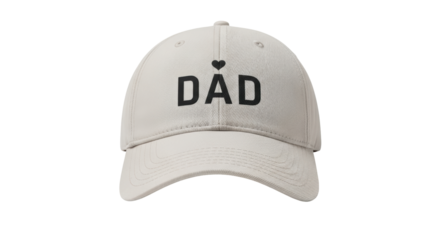 Isolated khaki baseball cap with dad heart design, a stylish accessory for fathers and gifting