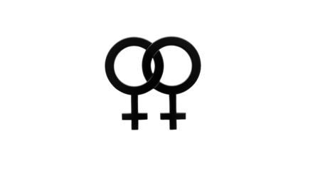 Isolated Lesbians symbol interlocking representing female homosexuality and women community