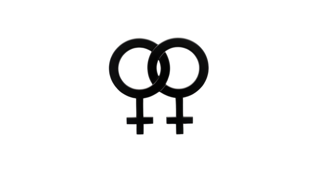 Isolated Lesbians symbol interlocking representing female homosexuality and women community