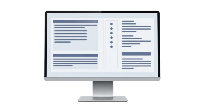 Isolated Modern Desktop Monitor Displaying Mockups, Computer Screen in Minimalist Style