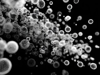 Abstract swirling spheres in monochrome