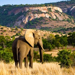 Elephant in African savanna (1)