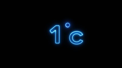 1° Celsius  illustration. Neon Thermometer number.