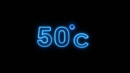 50° Celsius  illustration. Neon Thermometer number.