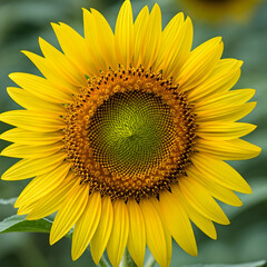 Obraz premium Bright Yellow Sunflower Closeup Summer Floral Sunny Nature Happy Times