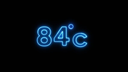 84° Celsius  illustration. Neon Thermometer number.