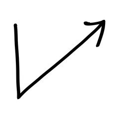 Hand drawn black arrow pointing up. 