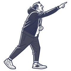 Obraz premium Man in athletic wear pointing forward with determination male person