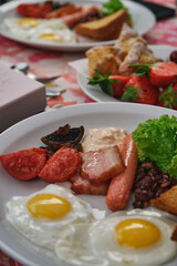 Delicious Full English Breakfast Served on a White Plate
