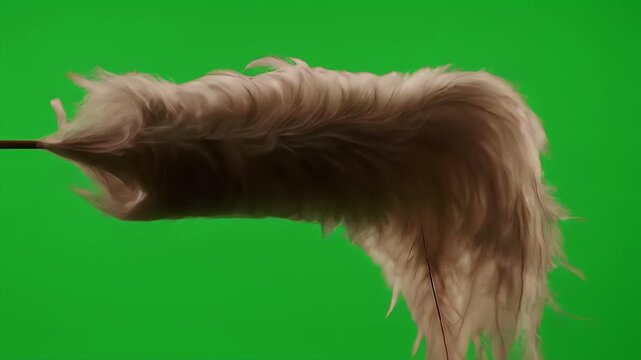 Soft Fluffy Feather Boa or Duster on Green Screen for Chroma Key Compositing