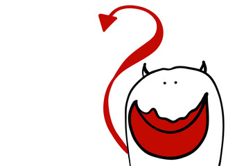 Cute devil minimal cartoon of Halloween