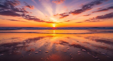 Vibrant sunset over a beach (1)
