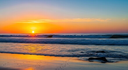 Vibrant sunset over a beach