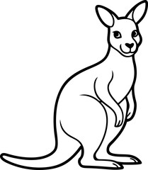 Sitting Kangaroo Relaxed Cute Line Art, Minimal Australian Marsupial Vector Illustration
