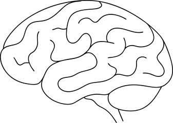 Continuous Line Drawing Brain Vector, One Line Brain Art Vector Illustration
