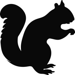 Jumping Squirrel Silhouette Playful Action Pose Vector, Dynamic Woodland Animal Outline Illustration