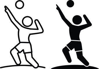 Athletic figures playing volleyball, illustrating movement and sport