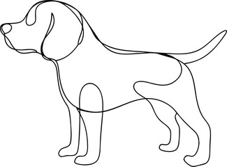 Obraz premium Continuous One Line Drawing of a Dog Vector Illustration