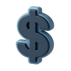 Fototapeta premium 3D Render Three-dimensional blue dollar sign icon suitable for finance, marketing, tech dashboards and branding materials.