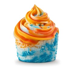 Swirled Cupcake Mockup with Orange and Blue Frosting