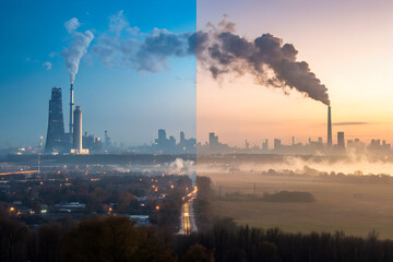 Industrial Smog Over City and Countryside