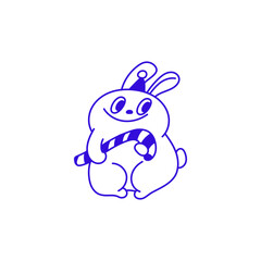 Vector illustration in simple hadn drawn style, in trendy playful whimsical quirky style, for Christmas and New Year prints, cards, banners, with funny and friendly mascot and character