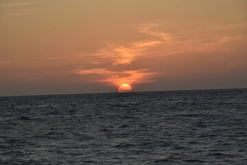 Beautiful sunset on Negombo Beach in Sri Lanka.