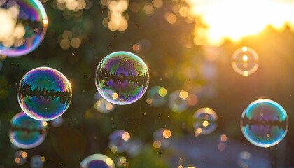 Soap bubbles in the air