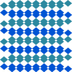 blue and green diamond overlap repeat horizontal strip pattern, checkerboard, replete image design for fabric printing