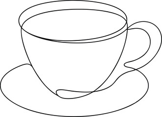 Coffee Cup One Line Art, Continuous Outline Vector Graphic, Minimalist Hot Drink Symbol