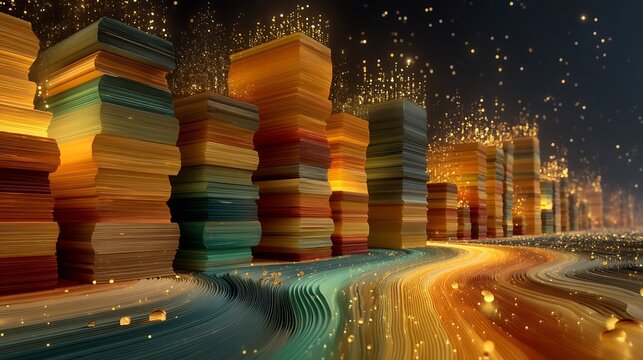 Illustrated glowing library archive luminous digital books floating space representing futuristic cultural preservation digital archiving and safeguarding of ancient knowledge for future generations