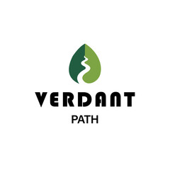Obraz premium Verdant Path — Minimal Leaf & Path Logo, Eco Brand Vector