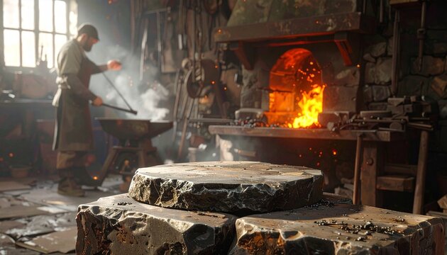 Blacksmiths fiery forge a scene of creation - Powered by Adobe