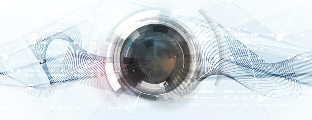 Obraz premium Abstract circle on technology or business futuristic particle background